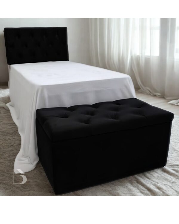 Cabeceira + Baú para Cama Solteiro em Suede - Image 2