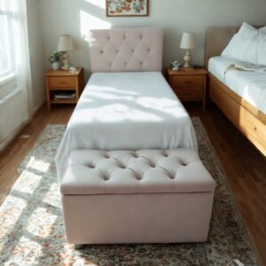 Cabeceira + Baú para Cama Solteiro em Suede