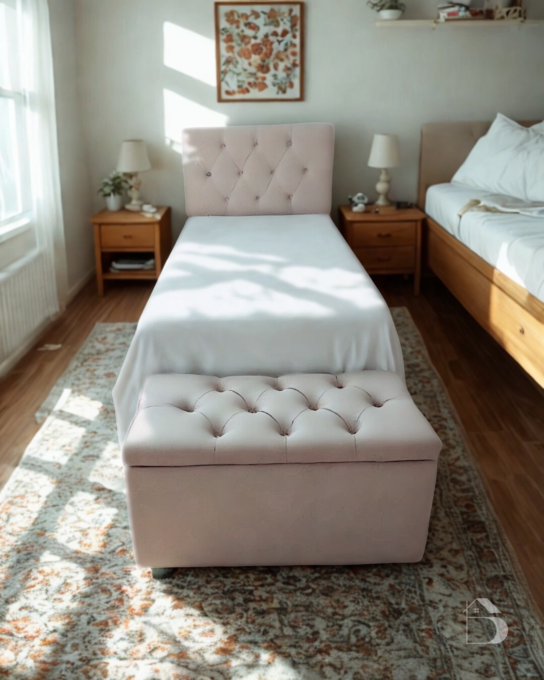 Cabeceira + Baú para Cama Solteiro em Suede